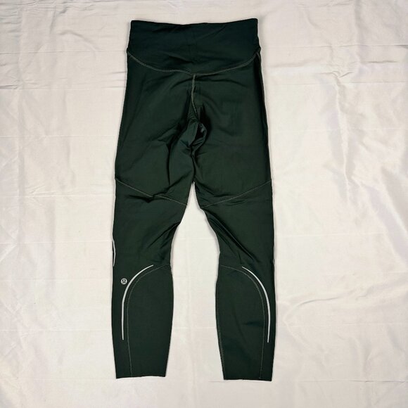 Lululemon Green Leggings w/ Reflective Stripes - Picture 2 of 2